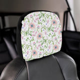 Beautiful pink lotus waterlily leaves pattern Car Headrest Cover