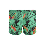 heliconia flower palm monstera leaves black backgr Men's Swimming Trunks