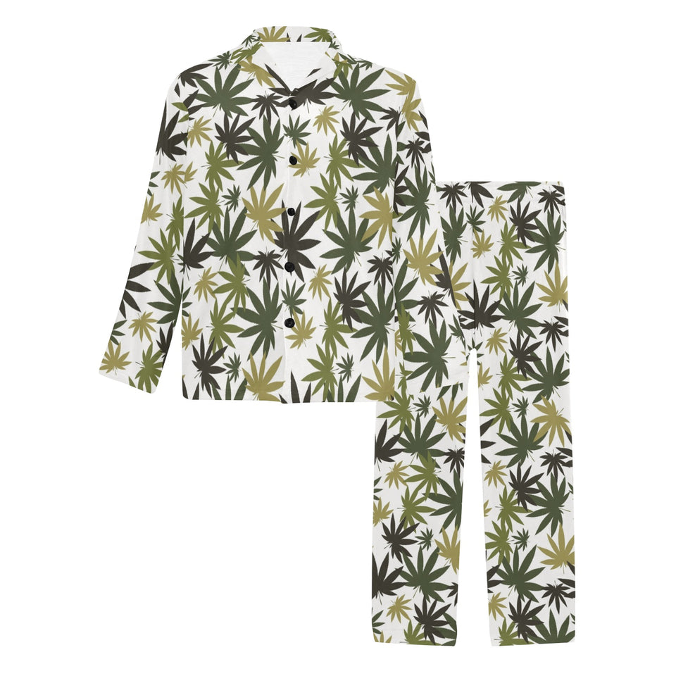 Canabis Marijuana Weed Pattern Print Design 05 Men's Long Pajama Set