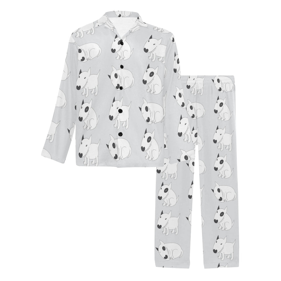 Bull Terrier Pattern Print Design 01 Men's Long Pajama Set