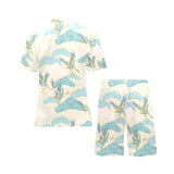 Bonsai bamboo stork japanese pattern cream theme Men's V-Neck Short Pajama Set