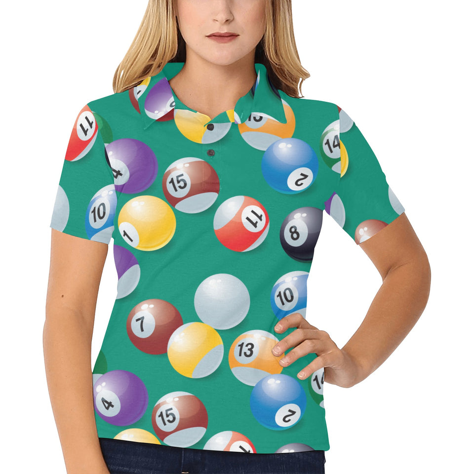 Billiard Ball Pattern Print Design 01 Women's All Over Print Polo Shirt