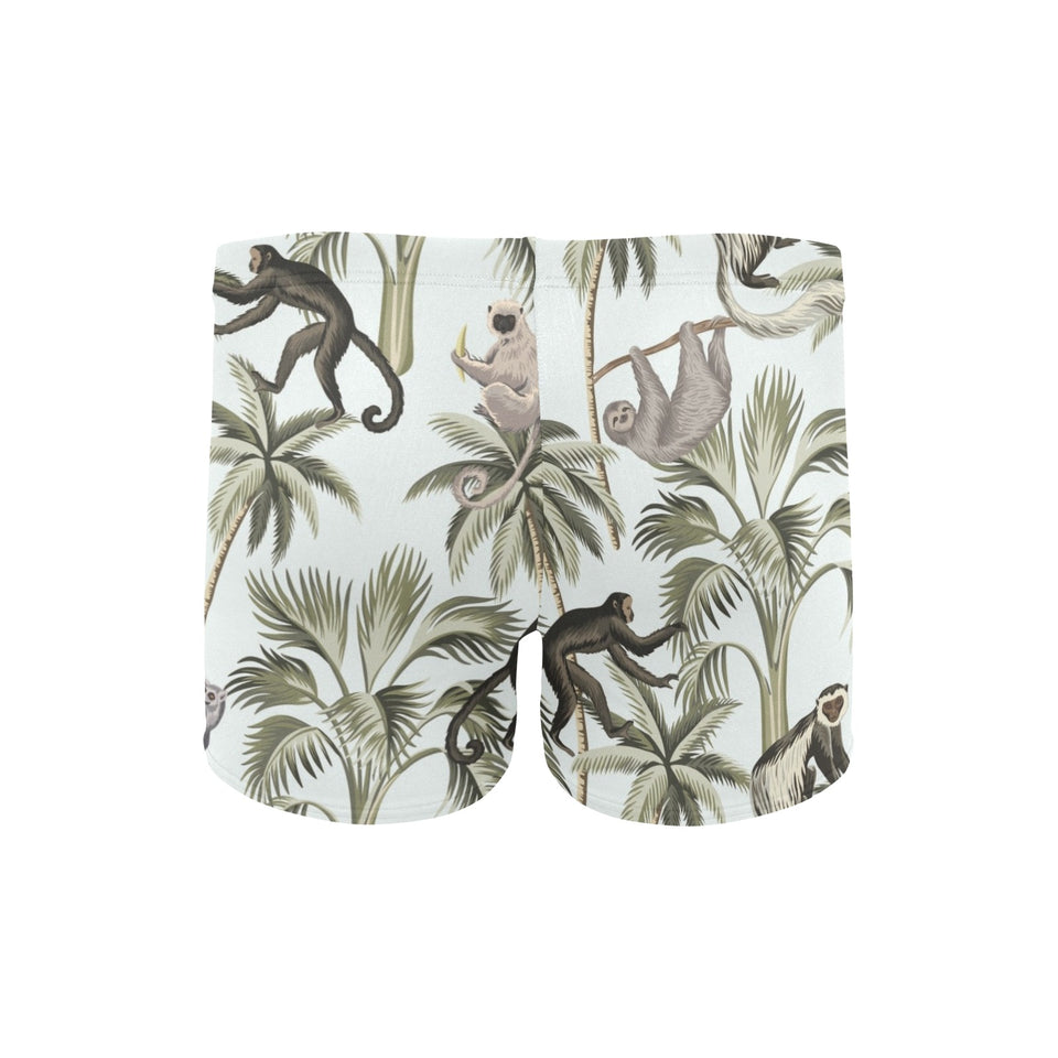 Monkey sloth lemur palm trees pattern Men's Swimming Trunks
