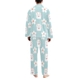 Maneki neko cat sakura Men's Long Pajama Set