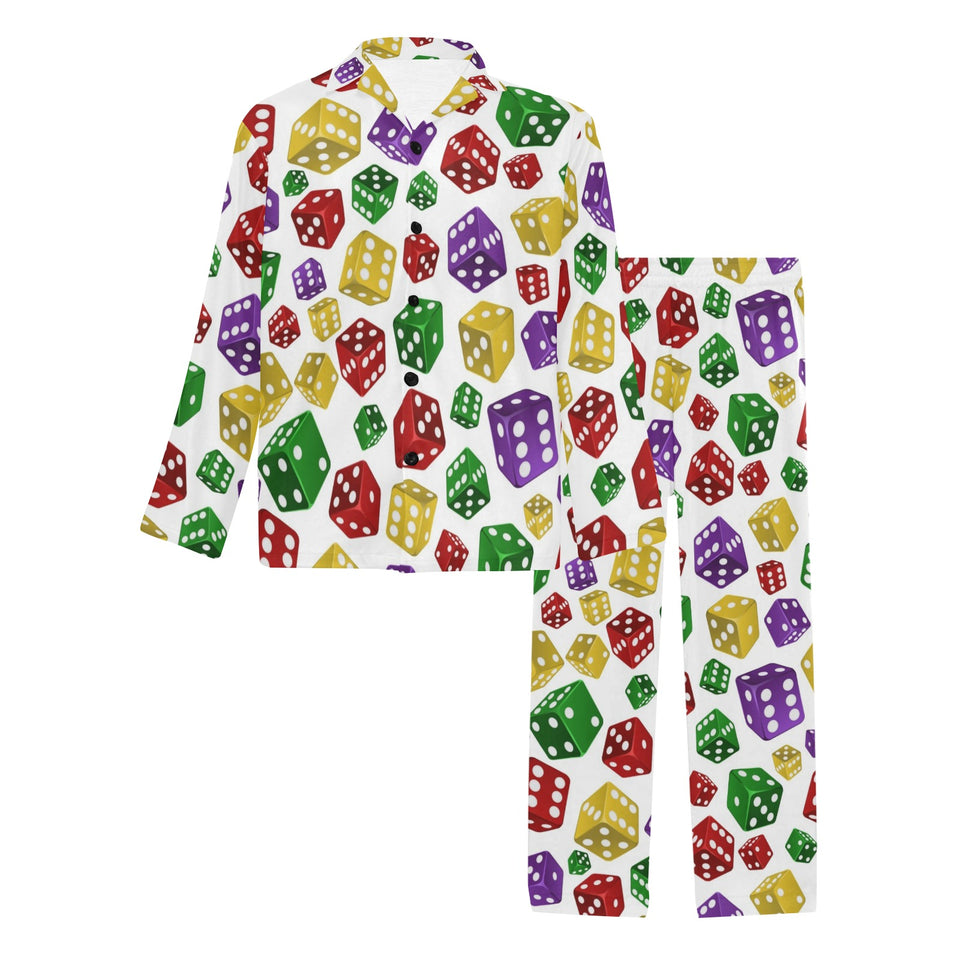 Dice Pattern Print Design 03 Men's Long Pajama Set