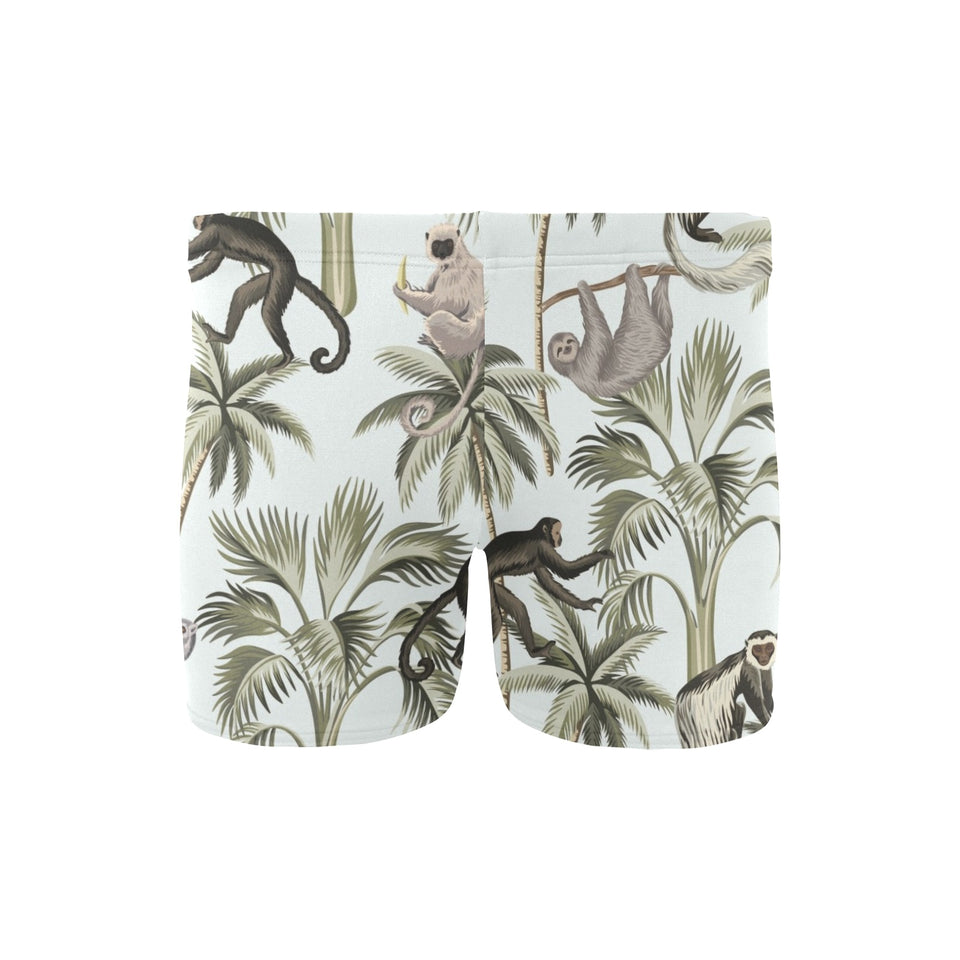 Monkey sloth lemur palm trees pattern Men's Swimming Trunks
