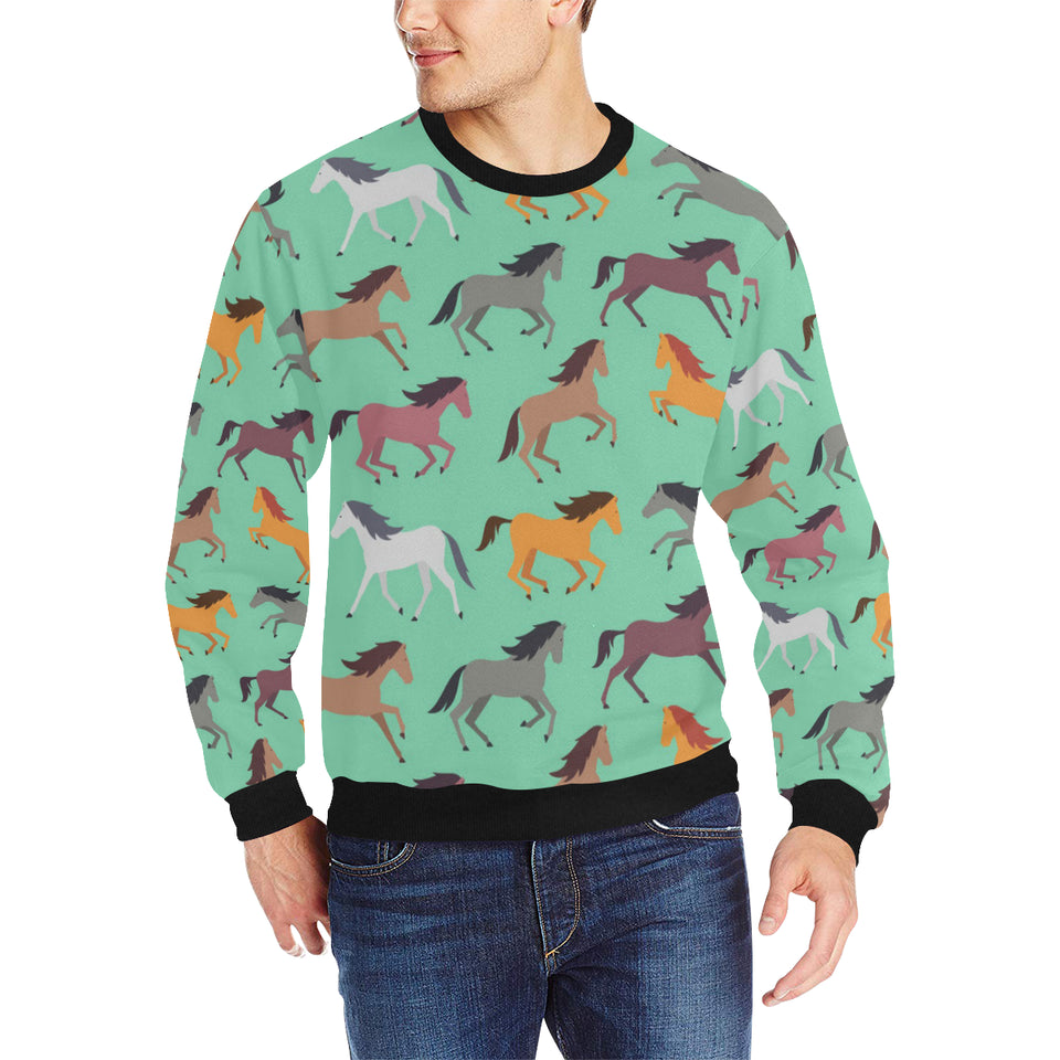Colorful horses pattern Men's Crew Neck Sweatshirt