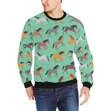 Colorful horses pattern Men's Crew Neck Sweatshirt