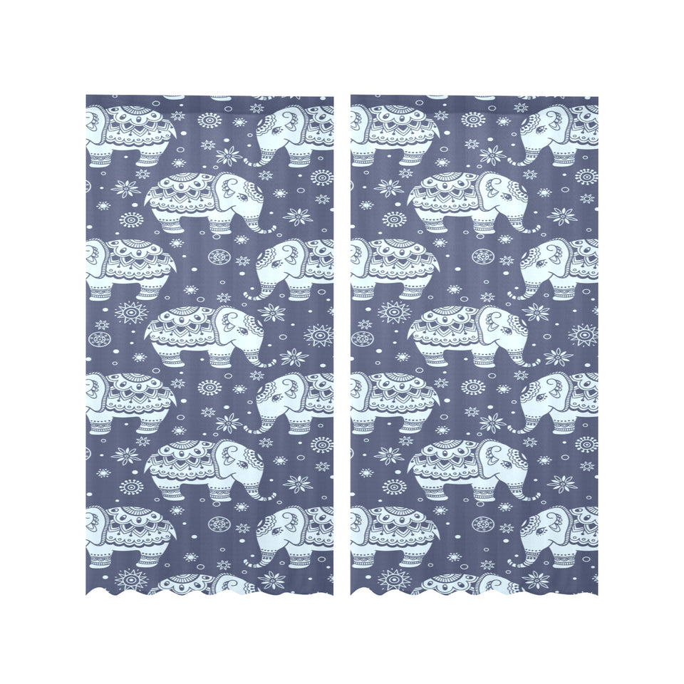 Elephant tribal design pattern Gauze Curtain