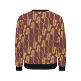 Hand drawn gold saxophone red background Men's Crew Neck Sweatshirt