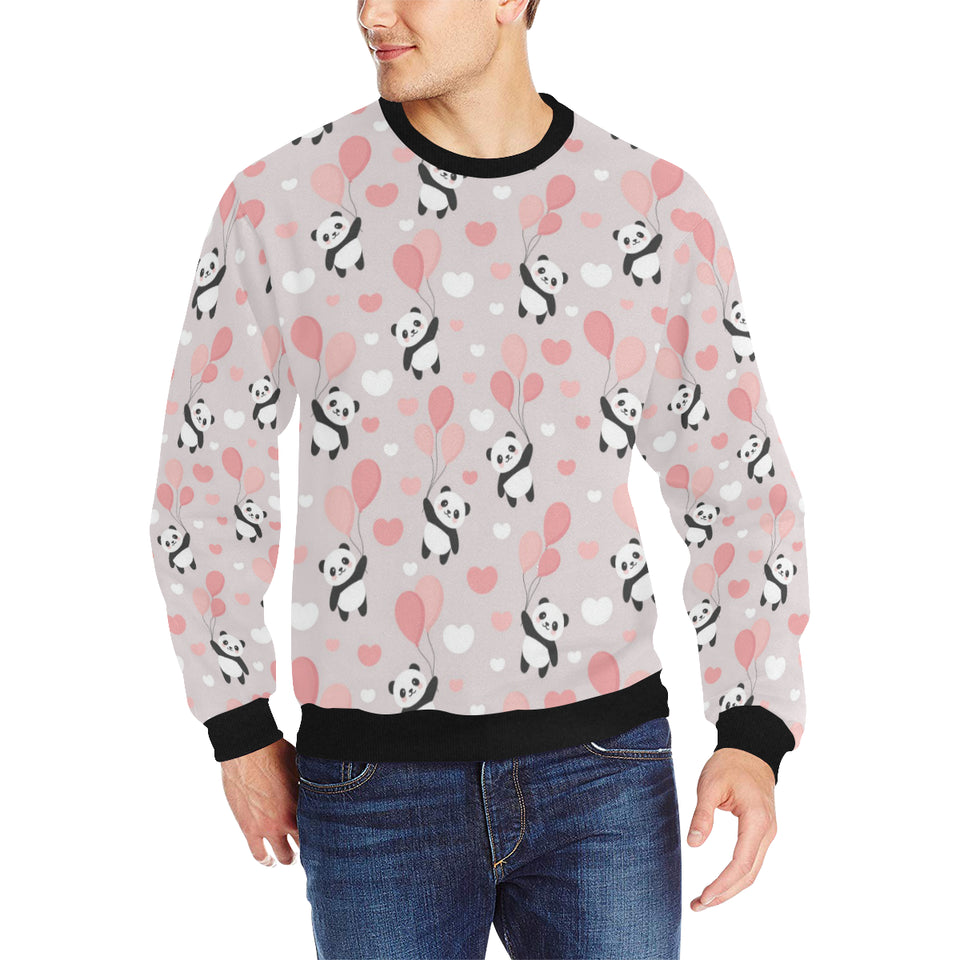 Cute panda ballon heart pattern Men's Crew Neck Sweatshirt