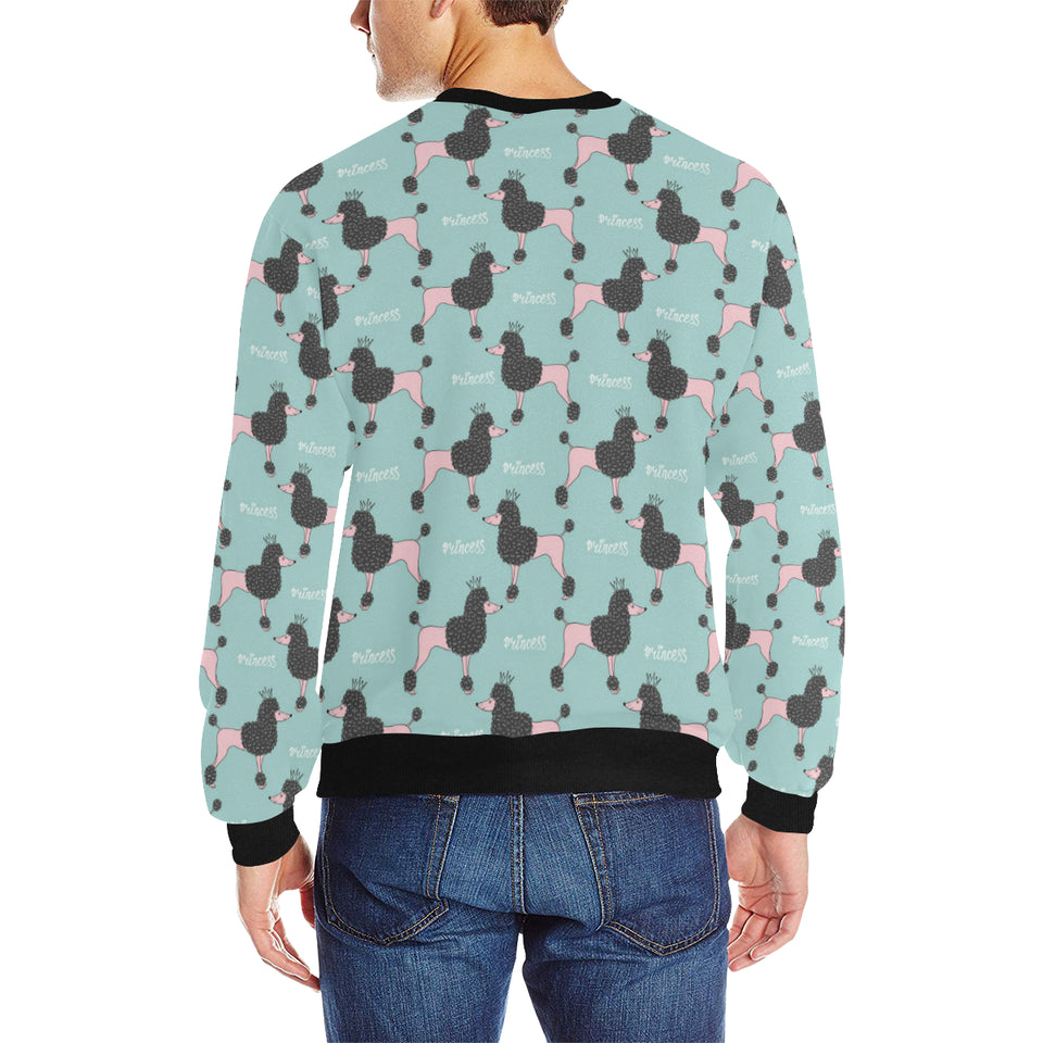 poodle dog green background Men's Crew Neck Sweatshirt