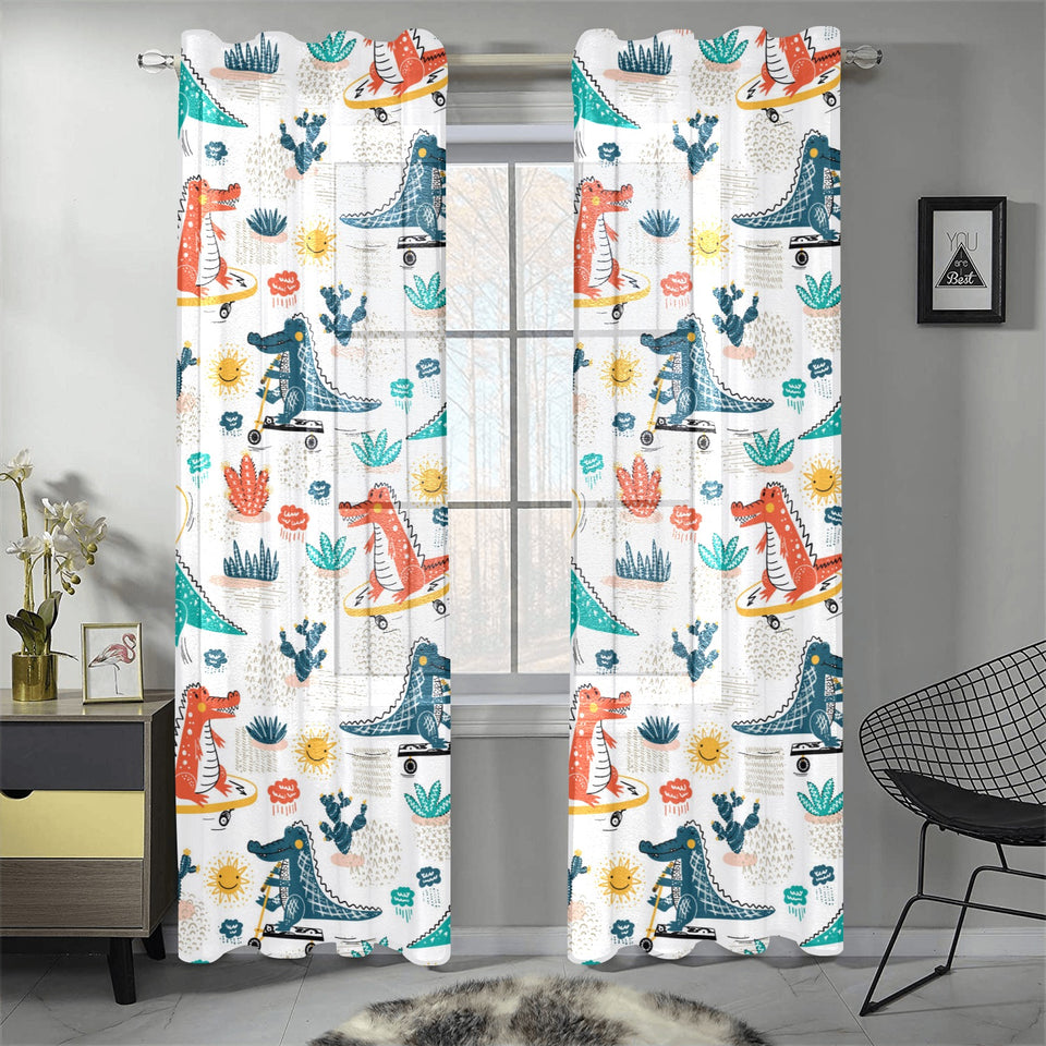 Cute Crocodile Pattern Gauze Curtain
