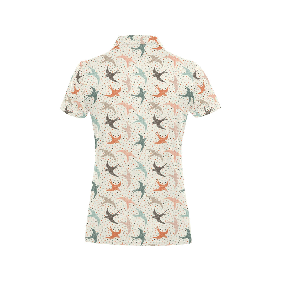 Swallow Pattern Print Design 02 Women's All Over Print Polo Shirt