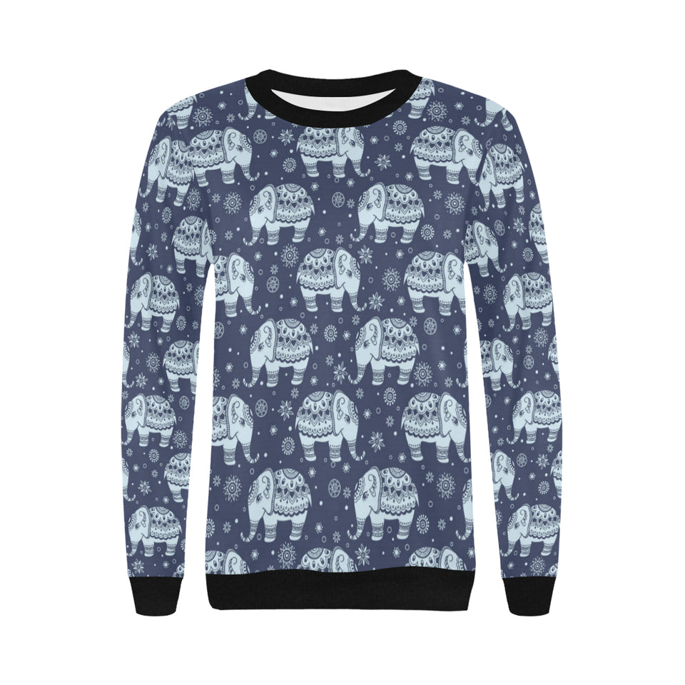 Elephant tribal design pattern Women's Crew Neck Sweatshirt
