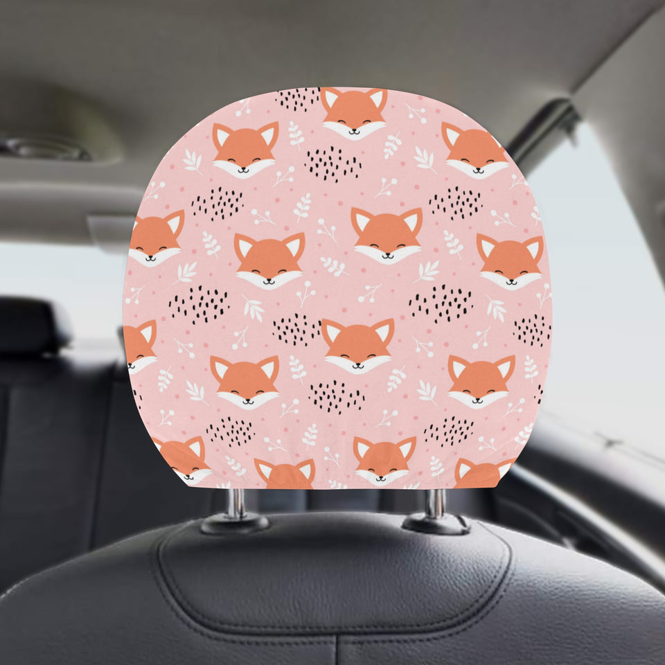 Cute fox pattern pink background Car Headrest Cover