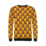 Daruma japanese wooden doll yellow background Women's Crew Neck Sweatshirt