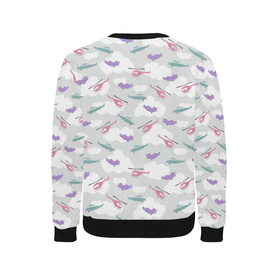 Helicopter plane pattern Men's Crew Neck Sweatshirt