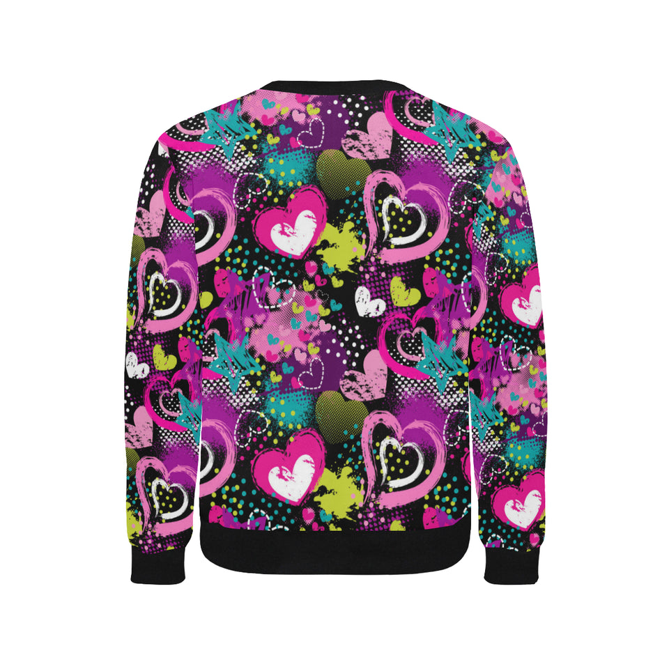 heart dot wave star creative design pattern Men's Crew Neck Sweatshirt