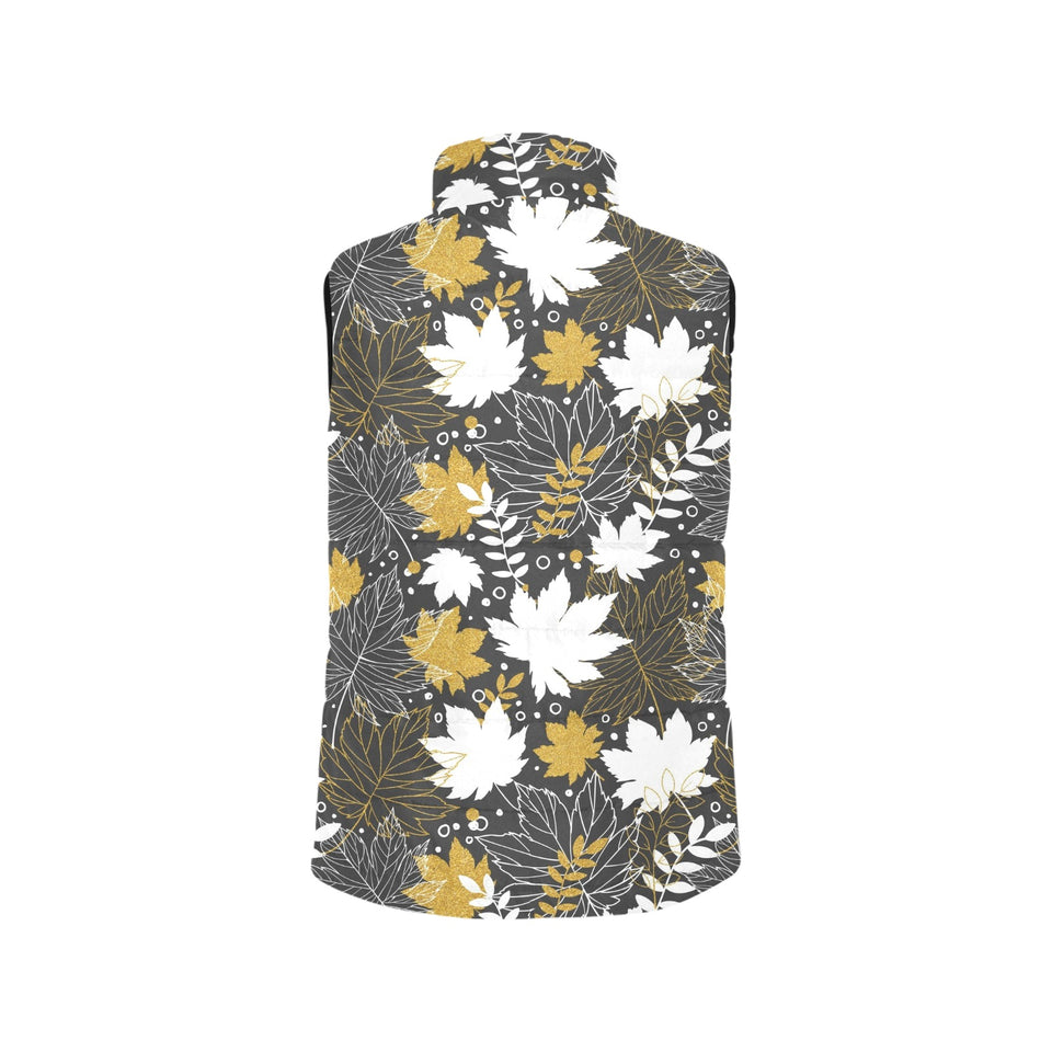 Beautiful gold autumn maple leaf pattern Men's Padded Vest