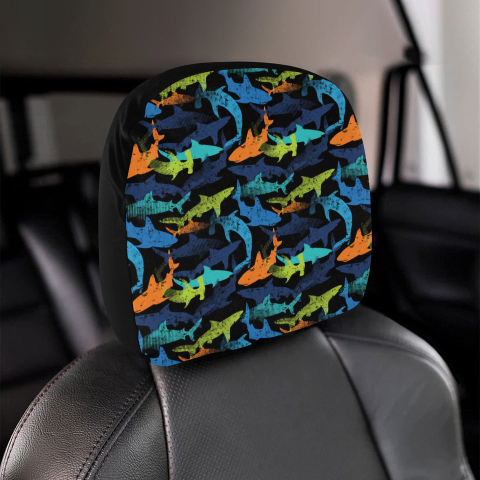 Colorful shark Car Headrest Cover