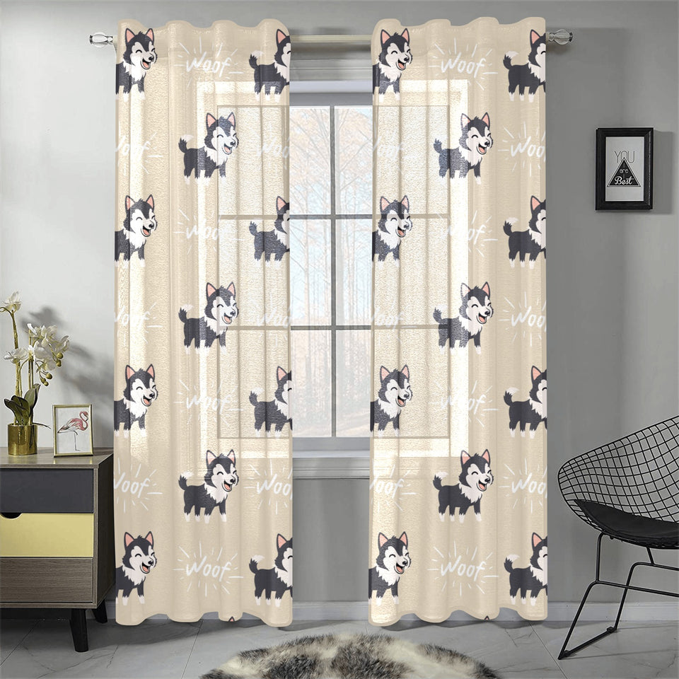 Cute Siberian Husky Gauze Curtain