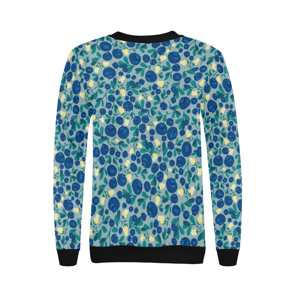 blueberry design pattern Women's Crew Neck Sweatshirt