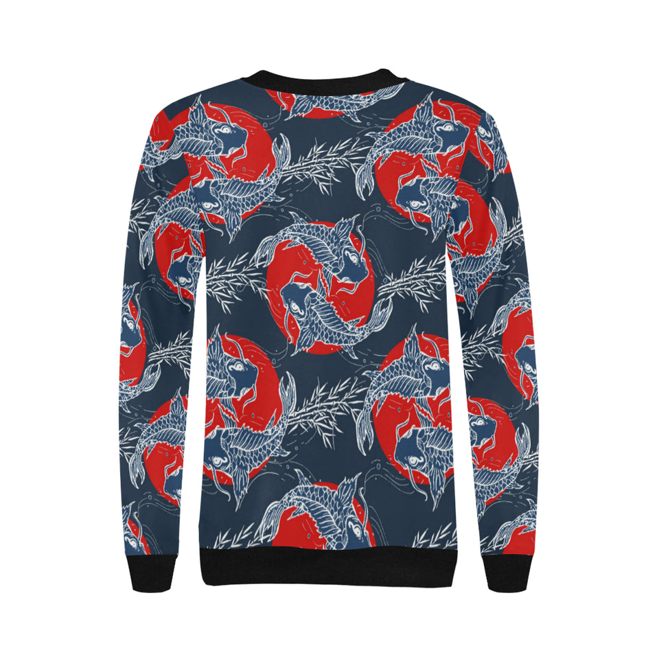 Koi Fish Carp Fishs hand drawn japanese art Women's Crew Neck Sweatshirt