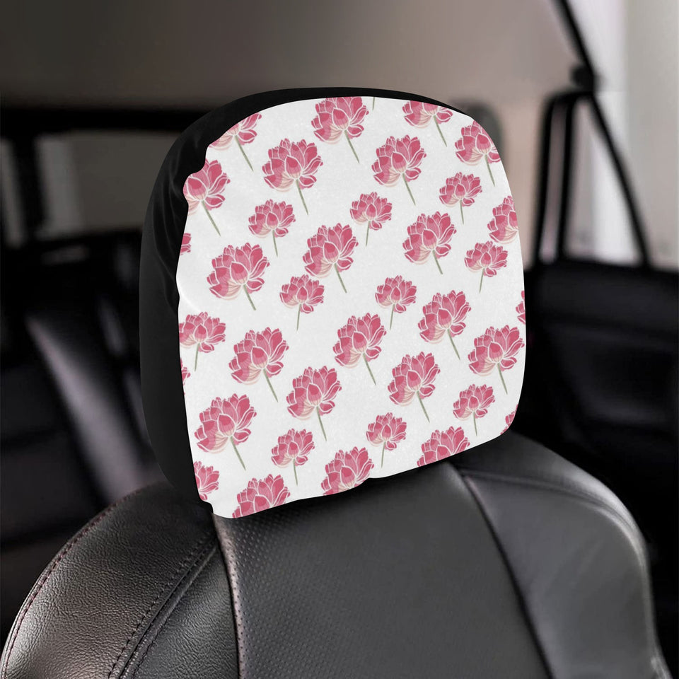 Pink lotus waterlily pattern Car Headrest Cover