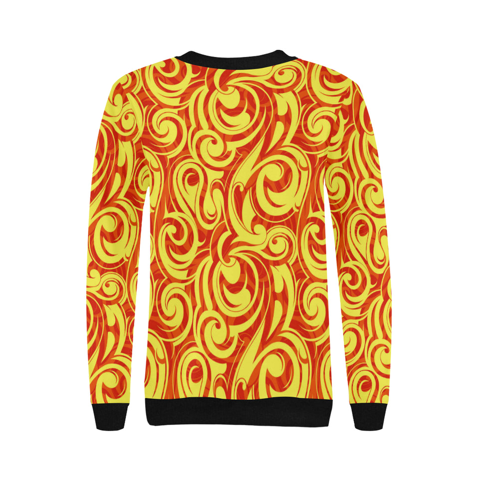 Fire flame design pattern Women's Crew Neck Sweatshirt