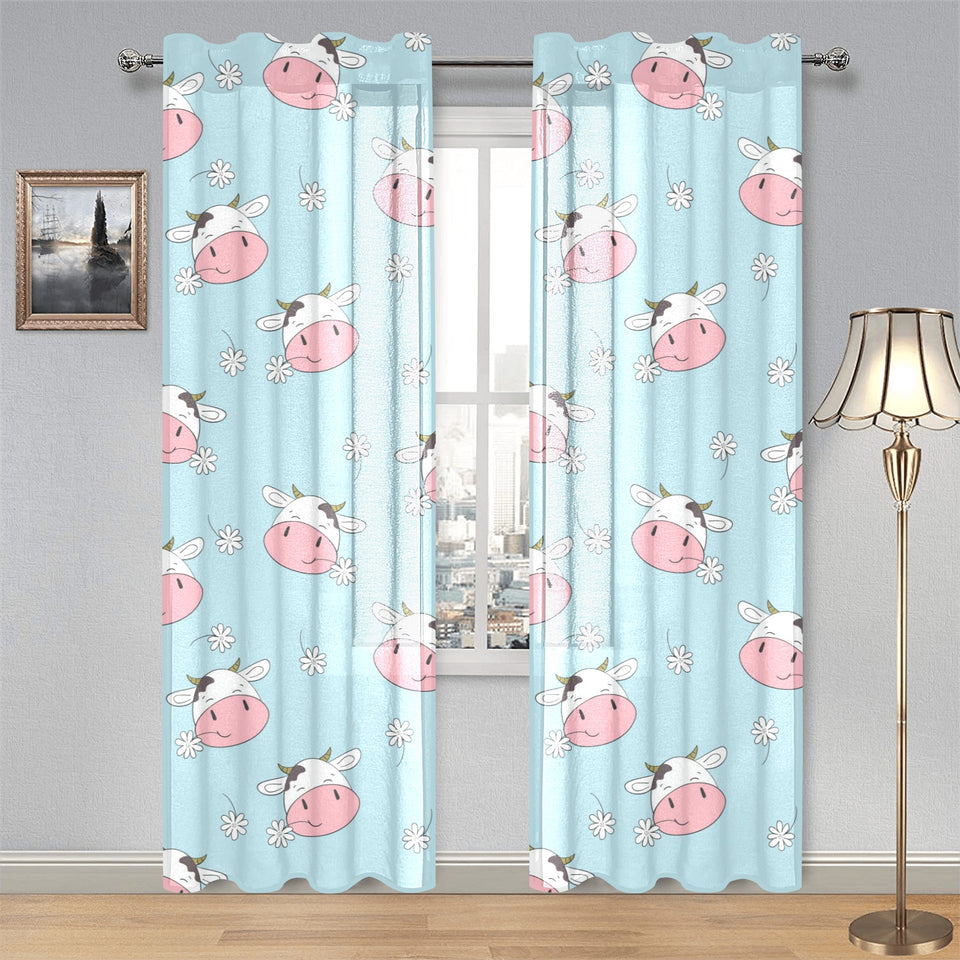 Cute cow flower pattern Gauze Curtain
