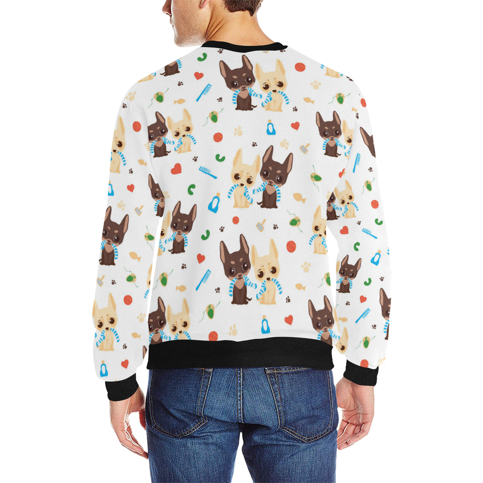 Cute Chihuahua dog pattern Men's Crew Neck Sweatshirt