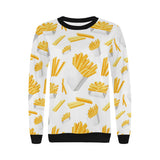 French fries white paper box pattern Women's Crew Neck Sweatshirt