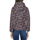 Hummingbird Pattern Print Design 04 Women's Padded Hooded Jacket
