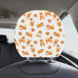 Brown pomeranian pattern Car Headrest Cover