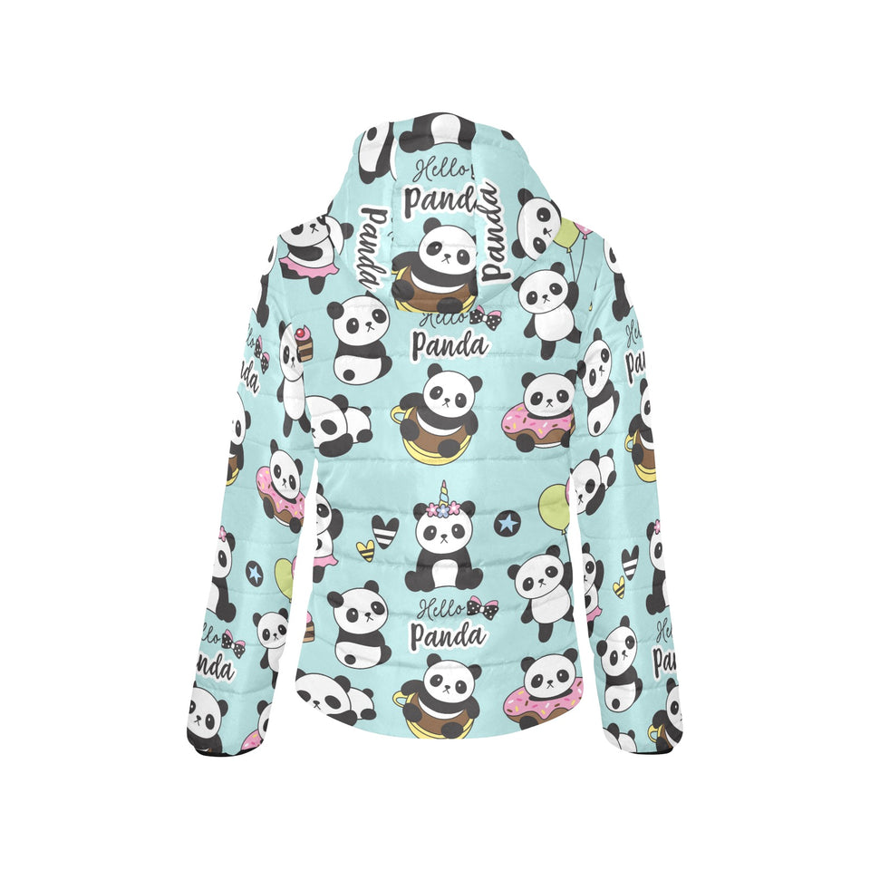 Cute baby panda pattern Women's Padded Hooded Jacket