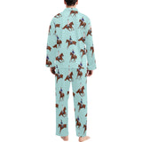 Horses running horses rider pattern Men's Long Pajama Set