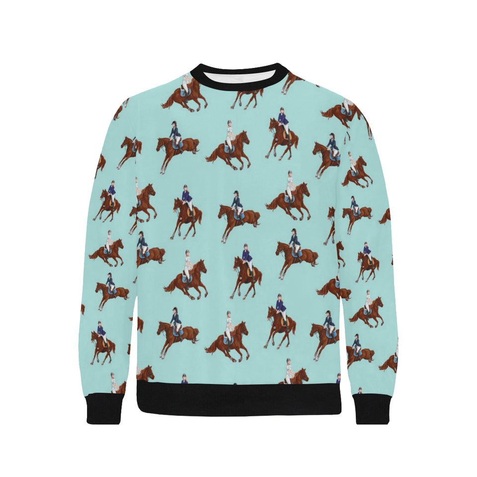 Horses running horses rider pattern Men's Crew Neck Sweatshirt