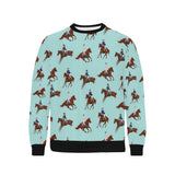 Horses running horses rider pattern Men's Crew Neck Sweatshirt