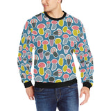 Colorful mushroom design pattern Men's Crew Neck Sweatshirt