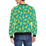 Pineapples pattern green background Men's Crew Neck Sweatshirt