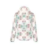 Square floral indian flower pattern Women's Padded Hooded Jacket