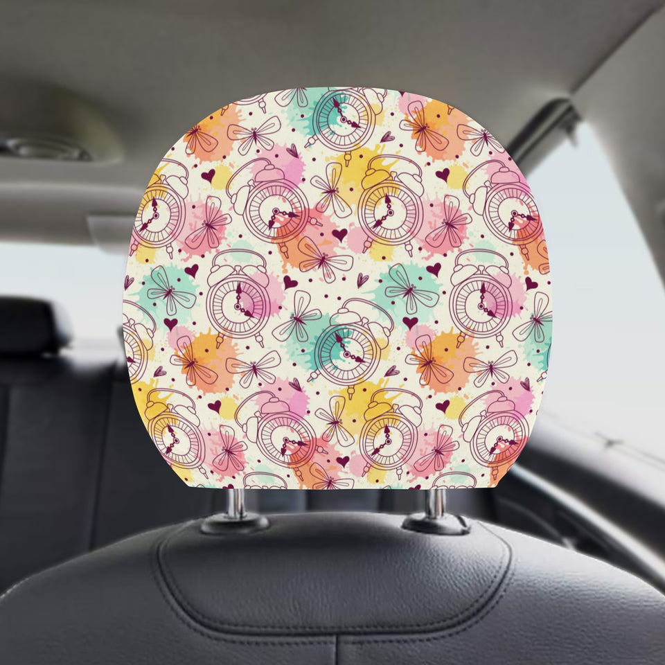 Clock butterfly pattern Car Headrest Cover