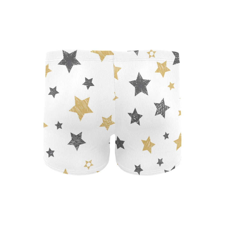 hand drawn gold black star pattern Men's Swimming Trunks
