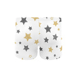 hand drawn gold black star pattern Men's Swimming Trunks