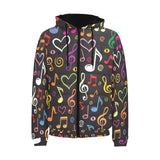 Music Notes Pattern Print Design 02 Men's Padded Hooded Jacket