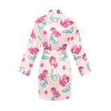 Cute little mermaid pattern Women's Long Sleeve Belted Night Robe