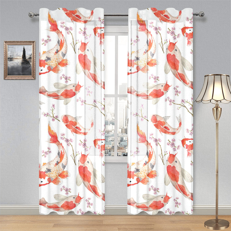 Watercolor Koi Fish Carp Fish pattern Gauze Curtain