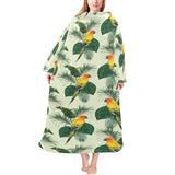 Beautiful parrot palm leaves pattern Blanket Robe with Sleeves