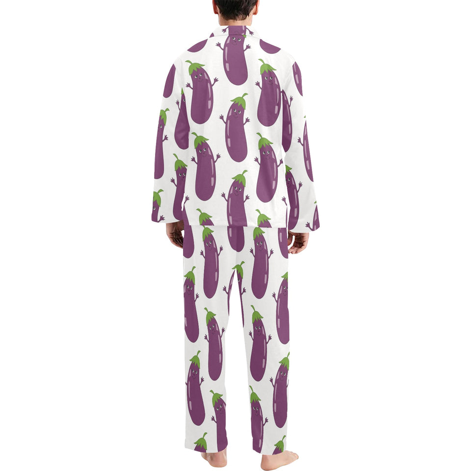 Eggplant Pattern Print Design 01 Men's Long Pajama Set
